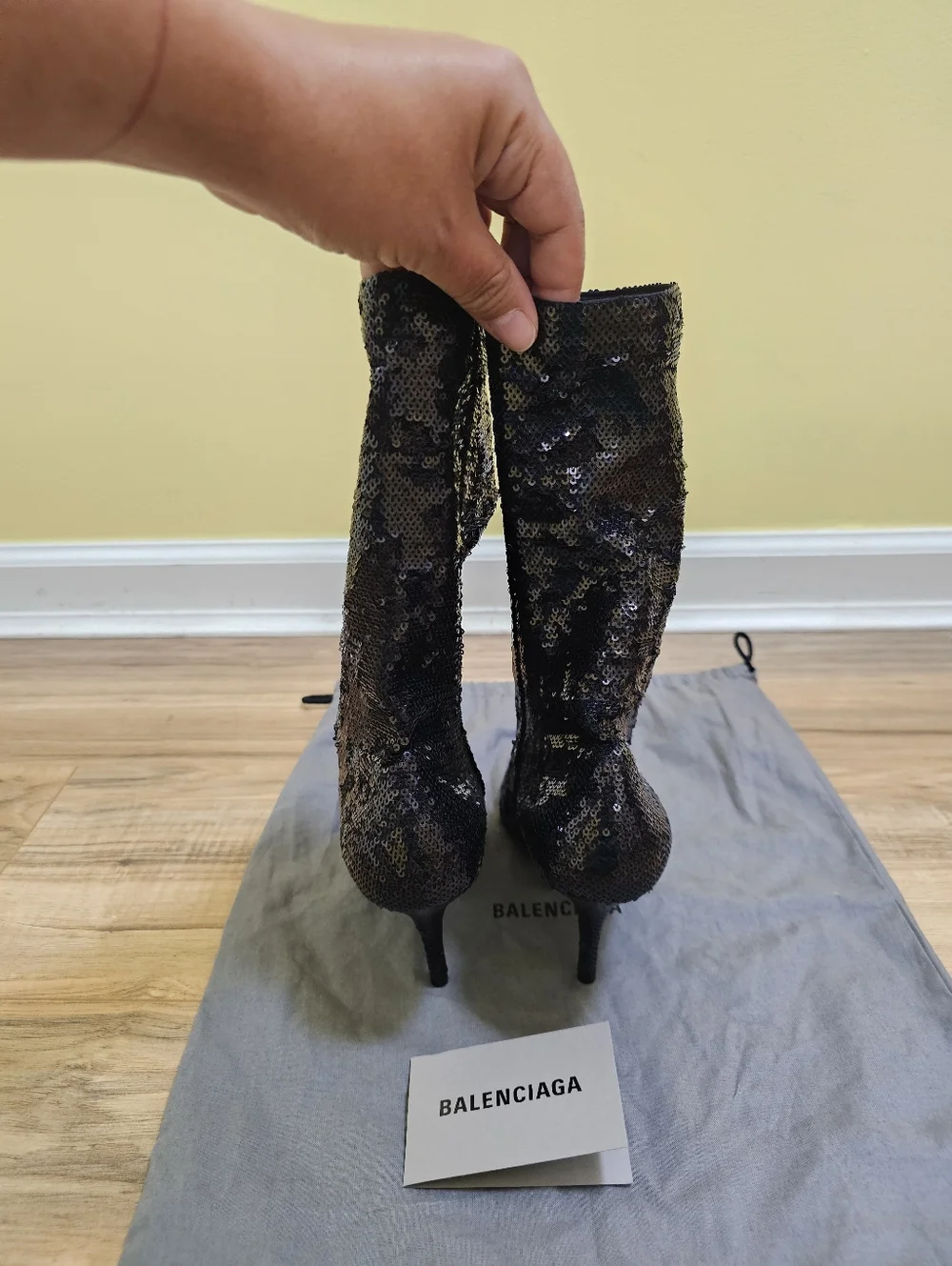 New Balenciaga Sequins Embellished Knife Boots - Picture 4 of 15